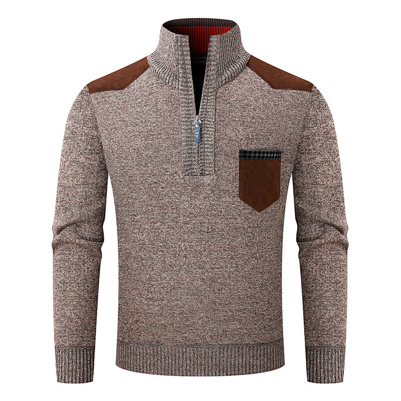 Striktrøje med halv lynlås