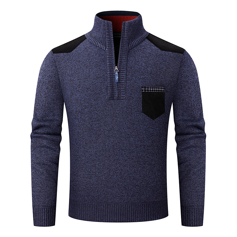 Striktrøje med halv lynlås