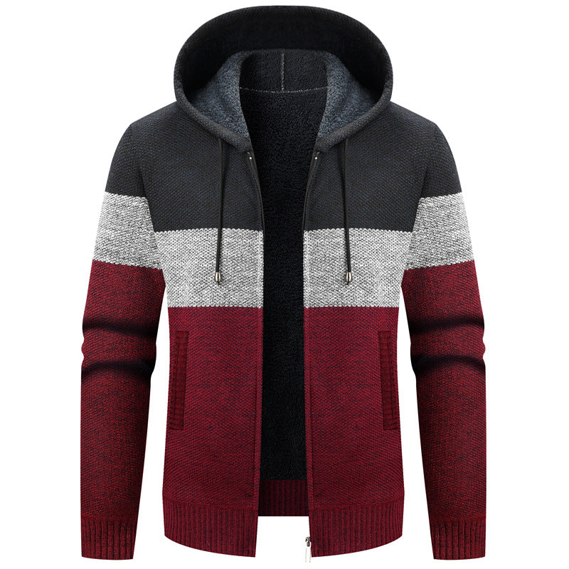 Strikjakke med farveblokke