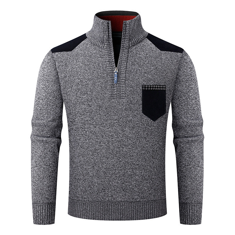 Striktrøje med halv lynlås