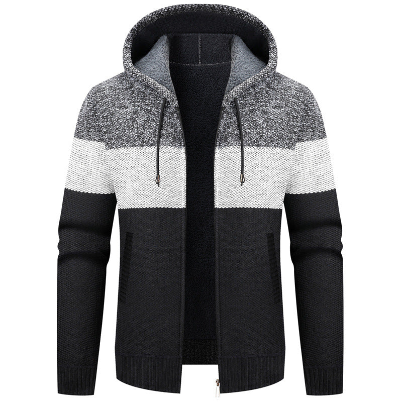 Strikjakke med farveblokke