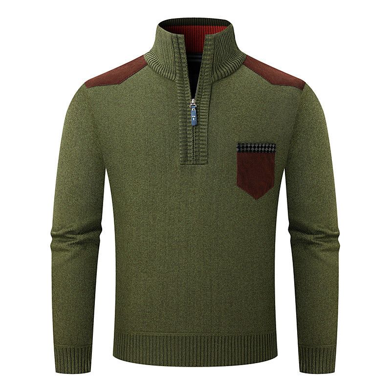 Striktrøje med halv lynlås