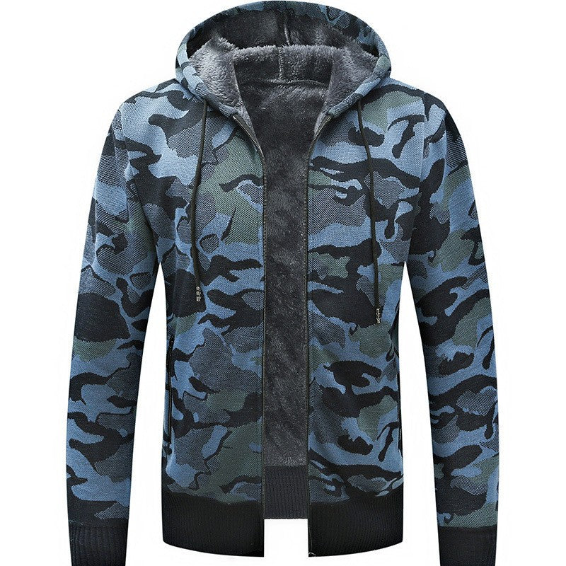 Strikjakke med camouflage