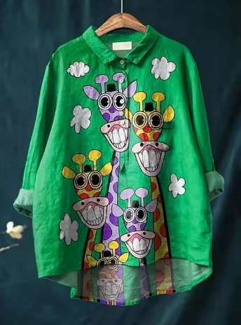 Lysa | Farverig bluse med girafprint