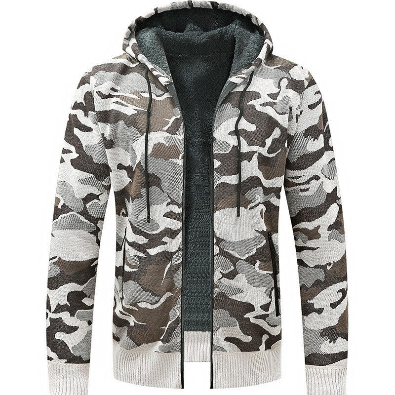 Strikjakke med camouflage