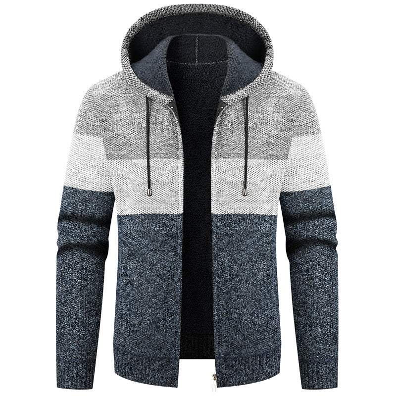 Strikjakke med farveblokke