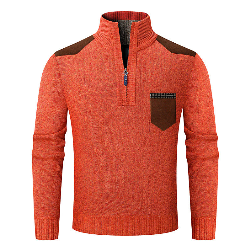 Striktrøje med halv lynlås