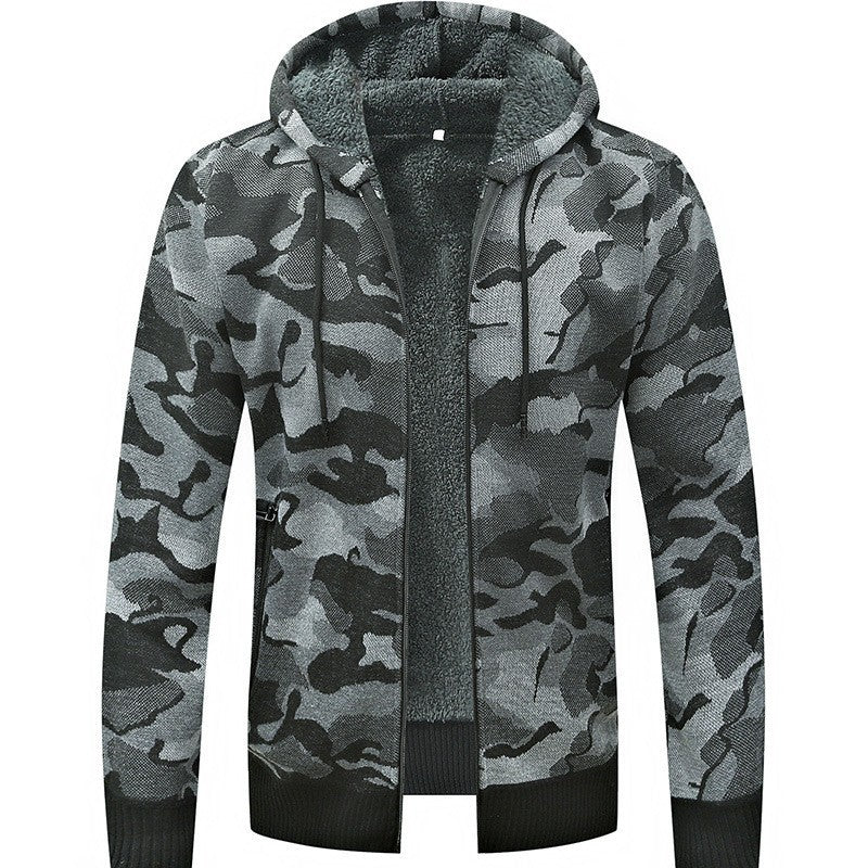 Strikjakke med camouflage